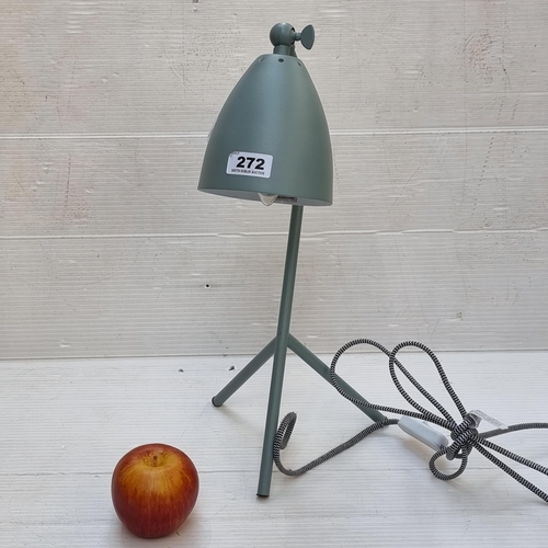 272 - An articulated tripod desk lamp in a matte duck egg blue finish.