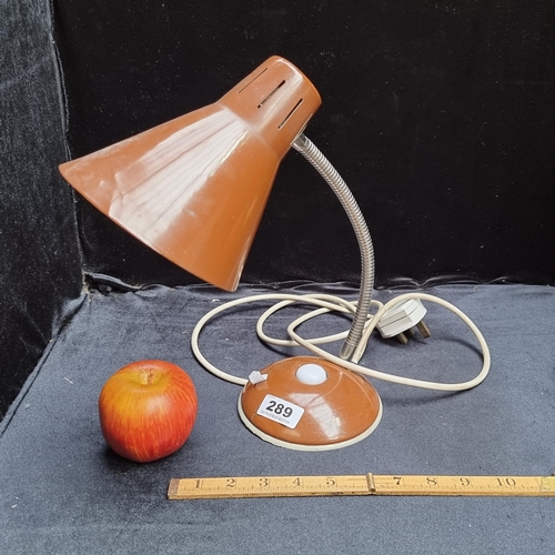 289 - Retro articulated desk lamp nr 4107A made in Hong Kong in chocolate brown.