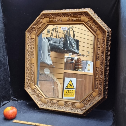 292 - Antique mirror in contemporary frame (mirror has nice signs of patina).