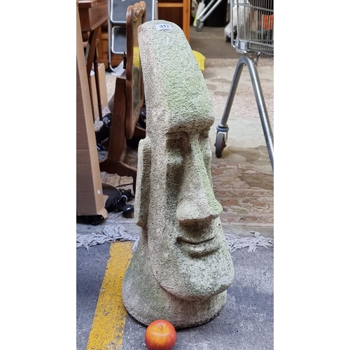 317 - Star Lot : Huge carved stone Easter Island style head. Very heavy, Indoor / outdoor great looking pi... 