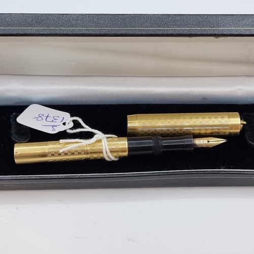 33 - A very nice example of an engine turned design to barrel fountain pen, by S Ward & Co., Boston, with... 