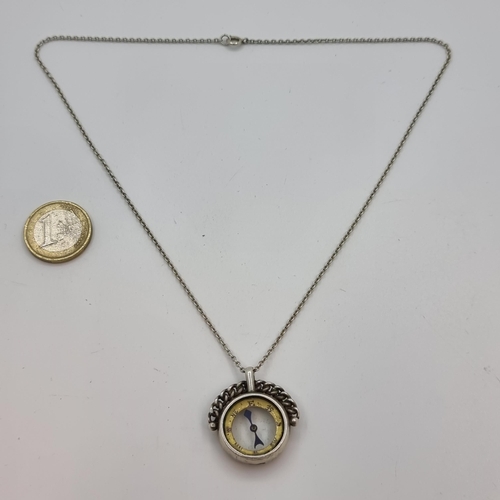 352 - A sterling silver (stamped 925) fob pendant compass and chain. Hallmarked Birmingham, maker George E... 