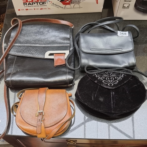 368 - Four vintage cross-body bags, including genuine leather examples.