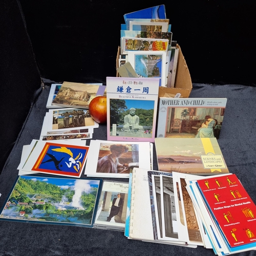 745 - Box filled with  Interesting postcards inc Famous art work.