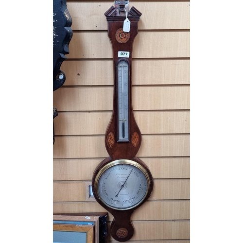 77 - Star Lot : Victorian Barometer, by P. Campioni, Edinburgh. Lovely Antique banjo style barometer with... 