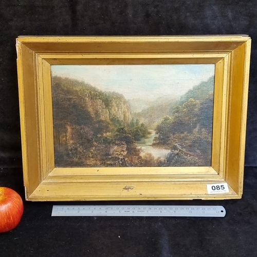 85 - Star Lot: Neat sized original oil on canvas, showing a picturesque valley scene, signed bottom left ... 