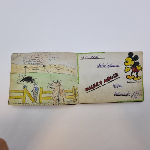 26 - An extremely interesting autograph book, consisting of numerous coloured drawings and messages, cove... 