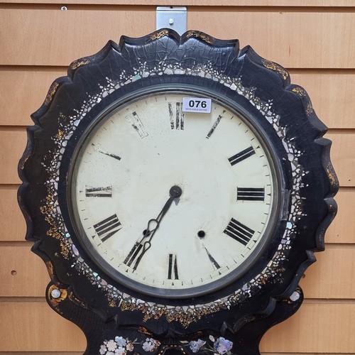 76 - Star Lot: Very large, Victorian mother of pearl inlay papier-mache wall clock, dating from around 18... 