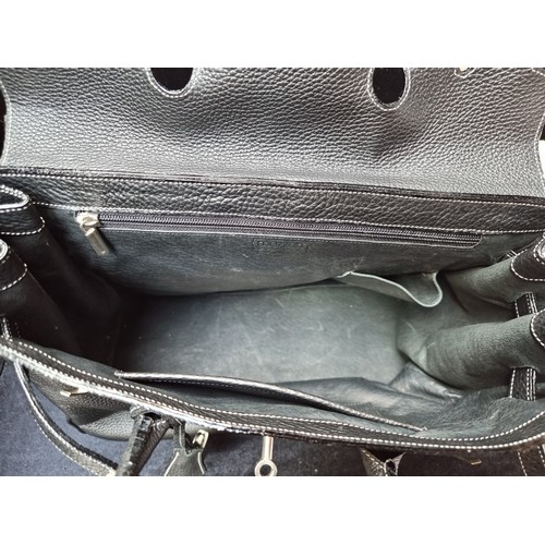 245 - Star Lot : A beautiful Black, Italian Leather Ladies Hand-Bag from upmarket Leather Goods store ''Ma... 