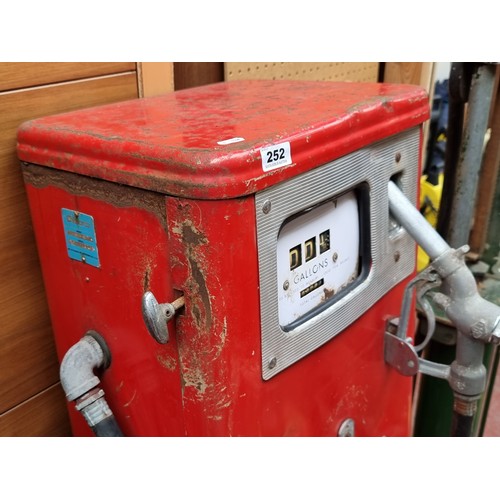 252 - Star Lot : A Vintage Red Gilbarco Petrol Pump. Model AE256-A2. Serial AC 12749. With an EBW 402 Gas ... 