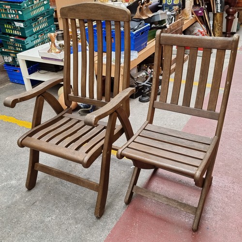 278 - Star Lot : A Bridgman Iroko outdoor dining set consisting of a table and 6 folding chairs (including... 