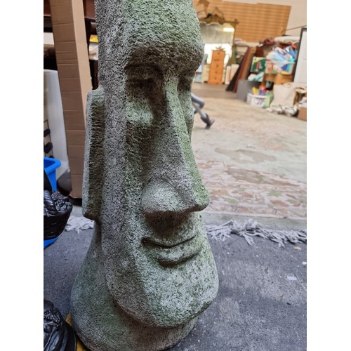 317 - Star Lot : Huge carved stone Easter Island style head. Very heavy, Indoor / outdoor great looking pi... 