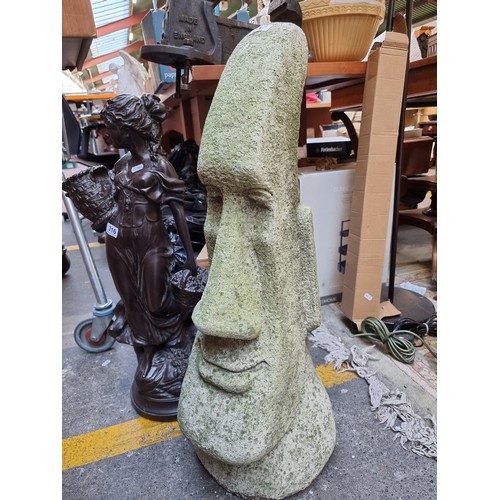 317 - Star Lot : Huge carved stone Easter Island style head. Very heavy, Indoor / outdoor great looking pi... 