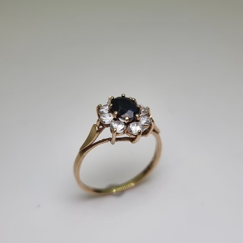 323 - Hallmarked 9 carat gold  Sapphire ring . Weight of ring 2g, size P 1/2.