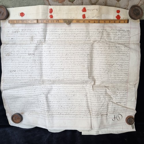 356 - An extremely interesting collection of three Velum indentures. The first is a memorial written and e... 