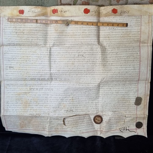 356 - An extremely interesting collection of three Velum indentures. The first is a memorial written and e... 