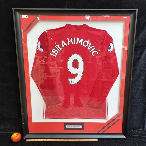 129 - Star Lot : Framed original Zlatan Ibrahimovic No. 9 Manchester United, Premier League shirt, Match w... 
