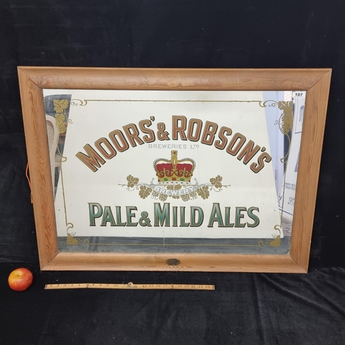 107 - Very large, 100% original mirror sign for Moors' & Robinson's Pale & Mild Ales. Bottom of image read... 