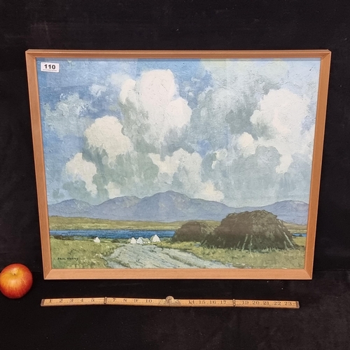 110 - Large vintage framed print of a Paul Henry (1877-1958) painting, titled 'Connemara Landscape'. Looks... 