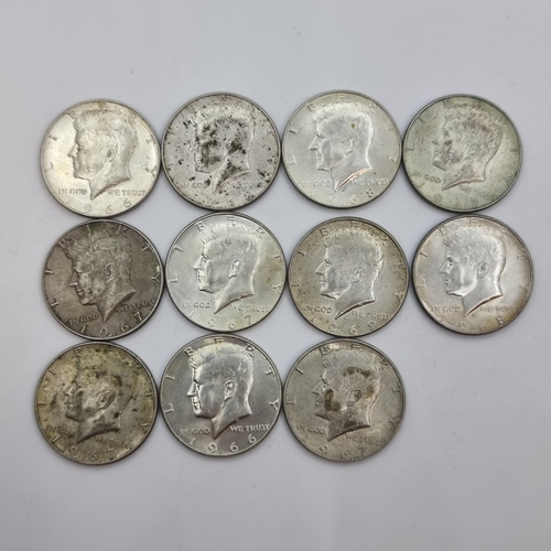 17 - A collection of 11 1960's Kennedy half dollar coins. All 40% silver.
