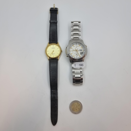 23 - Two gentleman's wristwatches. The first a Casio Wave Ceptor (WR100 metres) with depth dial. Watch fe... 