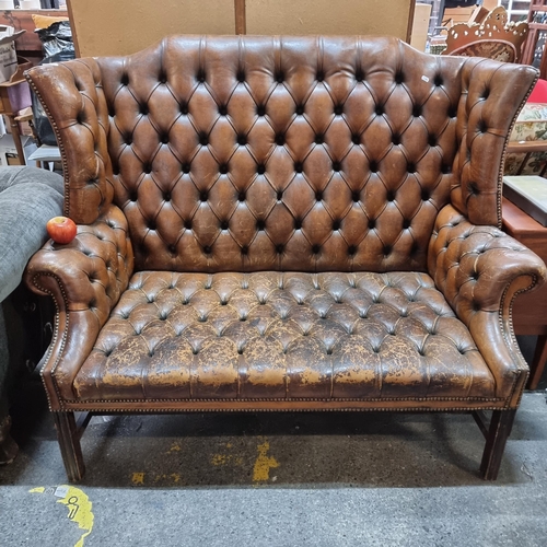 586 - Star Lot A fabulous rare antique authentic vintage wing back Chesterfield two seater sofa in a chest... 