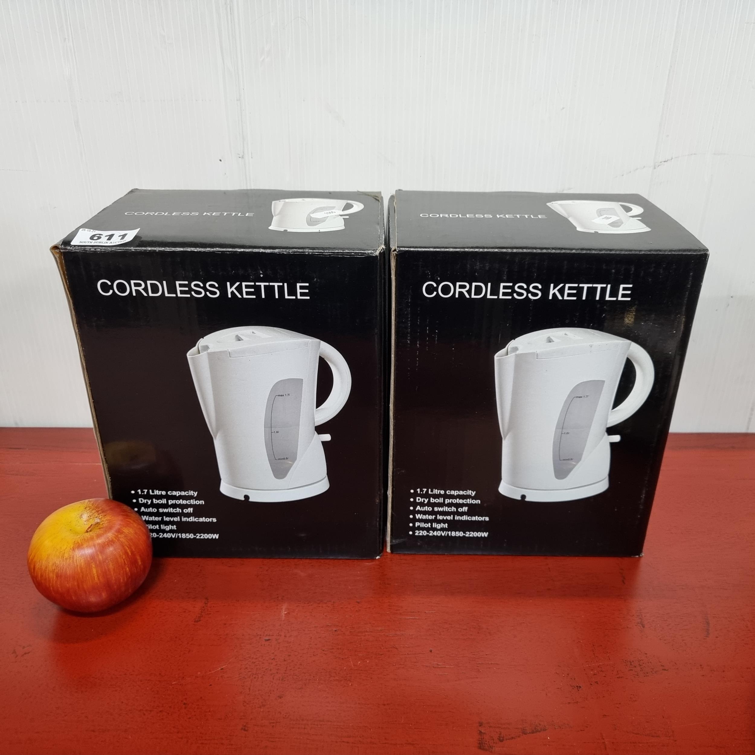 Two Homebase cordless kettles new unused in original boxes. 1.7 litre capacity 220 240 Voltage. M