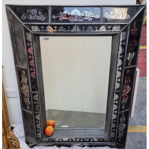 72 - Large, vintage Art Deco mirror with ornate, box-style decorative frame and bevelled glass inset. but... 