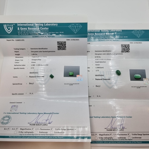 756 - Two genuine precious stones, all lab tested with certificate of authenticity including one natural e... 