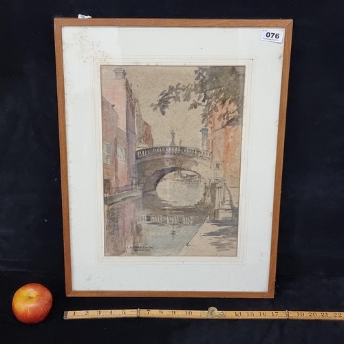 76 - Good size original watercolour titled 'The Bridge, Newbury', signed bottom left by artist L. Richrds... 