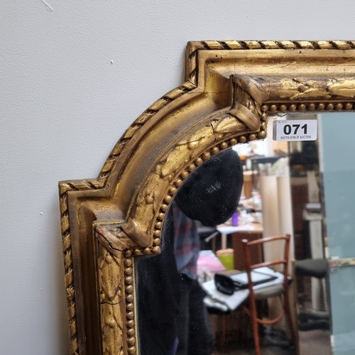 71 - Star Lot: Stunning, very large Georgian over mantle mirror with heavy wooden back, lovely gilt frame... 