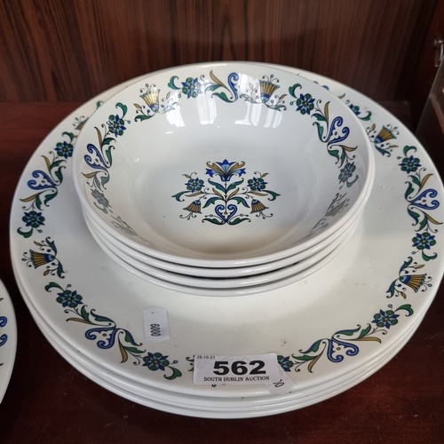 562 - 20 pieces of J&G Meakin England Ironstone China decorated with lovely blue folk style floral pattern... 