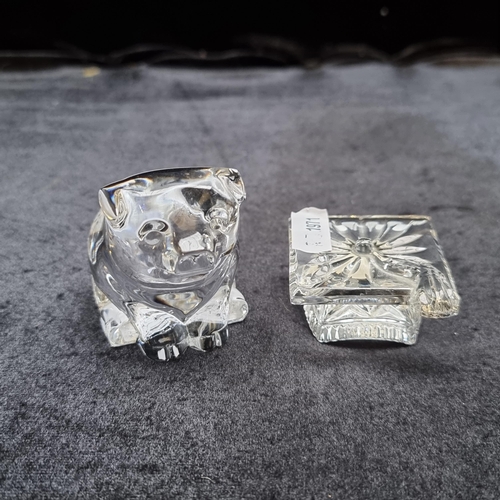 101 - Two vintage Waterford Crystal decorative items including a pig and a graduation cap. Made in Ireland... 