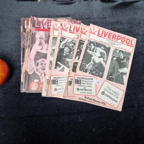 117 - 12 vintage copies of the Anfield Review, Liverpool football magazine from the years 1980 to 1982. In... 