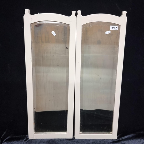 77 - Pair of antique bevelled glass mirrors with nice antique plate.