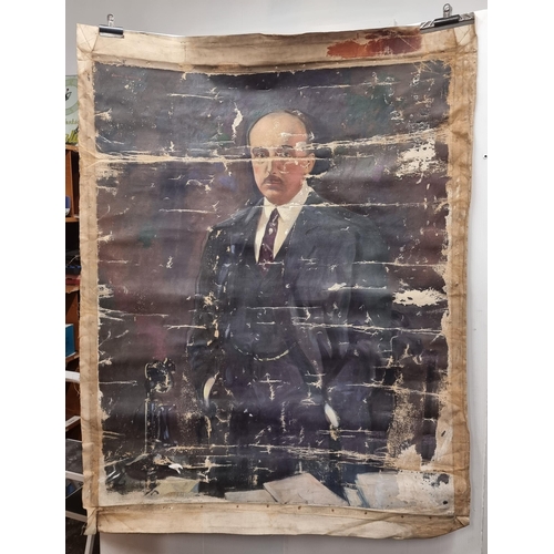 99 - Very large original oil on canvas portrait of a formally dressed man. signed top left by American ar... 