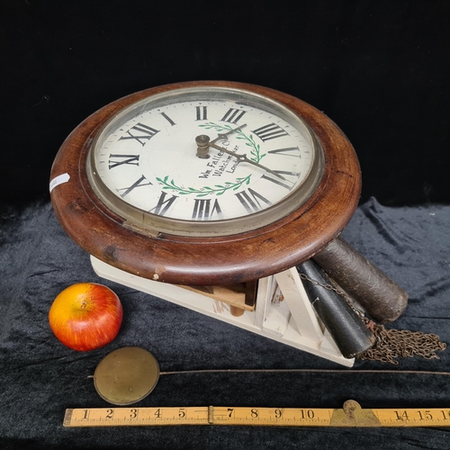 219 - Rare antique William Faller & Co. school clock made by the London watchmaker. With cast metal weight... 