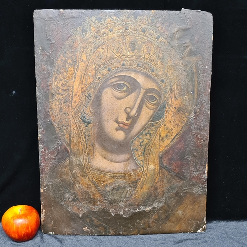 61 - Star Lot: An original 17th century Russian orthodox icon of a saint, hand painted oil on board. Fabu... 