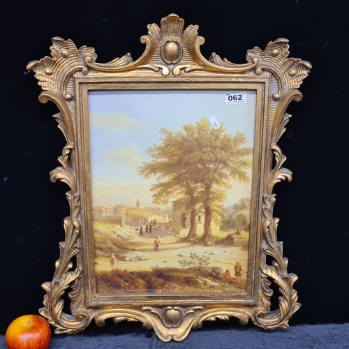 62 - Good sized antique very ornately framed high quality print of a French Provence painting of a rustic... 