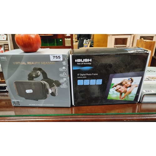 755 - Two items - A Bush 8inch LCD digital photo frame model BF801. With a M&S Collection Virtual Reality ... 