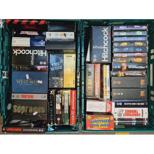 756 - Two large crates of boxsets including the complete series of The Sopranos, West Wing, The XFiles and... 