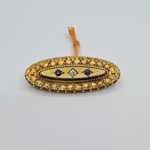 8 - Star Lot : A very nice example of a Victorian 15K gold brooch (stamped 625, with Birmingham hallmark... 