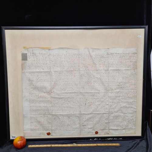 98 - Very large original antique indenture, deed of lease relating to land in Galway from 1784, signed an... 