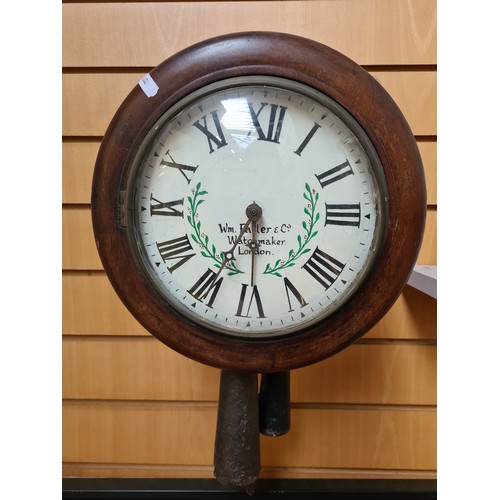 219 - Rare antique William Faller & Co. school clock made by the London watchmaker. With cast metal weight... 