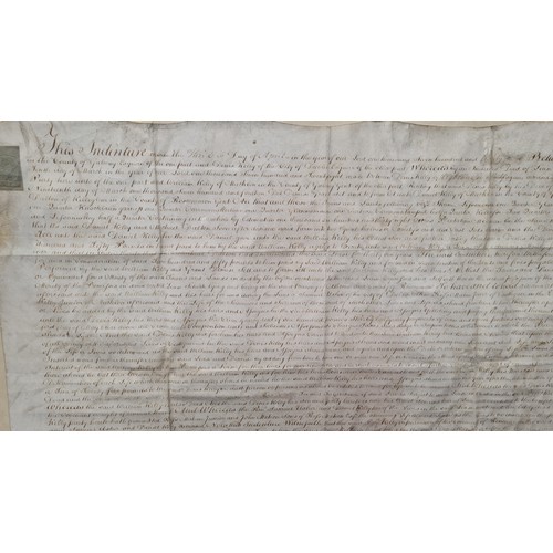 98 - Very large original antique indenture, deed of lease relating to land in Galway from 1784, signed an... 