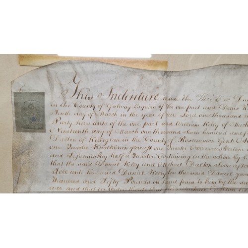 98 - Very large original antique indenture, deed of lease relating to land in Galway from 1784, signed an... 