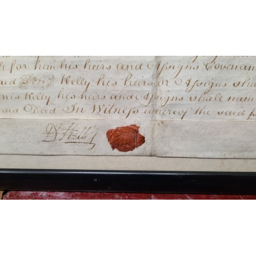 98 - Very large original antique indenture, deed of lease relating to land in Galway from 1784, signed an... 