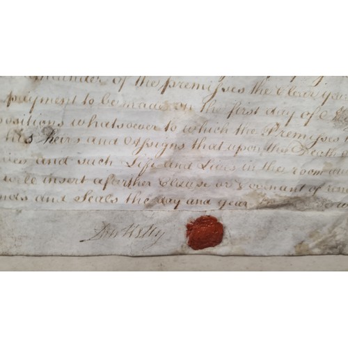 98 - Very large original antique indenture, deed of lease relating to land in Galway from 1784, signed an... 