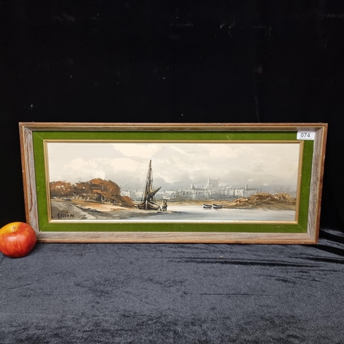 74 - A Good size, Long  original oil on board, showing a peaceful harbour scene in Newquay Cornwall, 1973... 