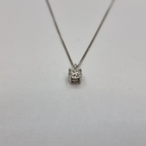 367 - 18ct White Gold 0.55 cts Solitaire Diamond. On a 20